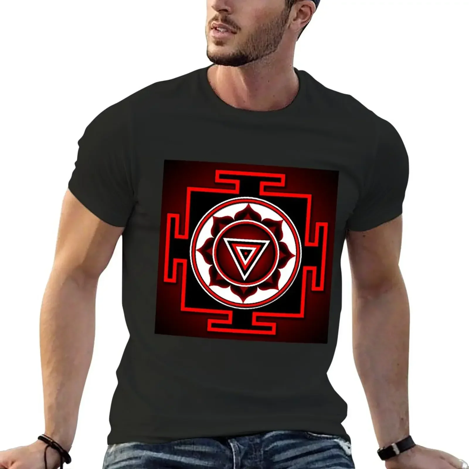 Indian symbol of Kali Yantra T-Shirt kawaii clothes sublime plus sizes clothes for men