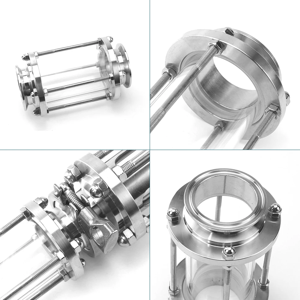 Tri Clamp Clover Sanitay Flow Sight Glass Diopter Fit Pipe OD SUS 304 Stainless Steel Fitting Homebrew Ferrule 50.5/Ferrule 64mm