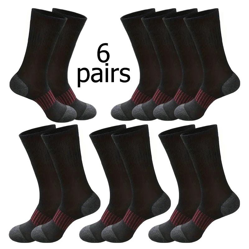 38-44 جوارب رياضية لكرة السلة 6 أزواج لجميع المواسم للجري في الهواء الطلق للنساء والرجال جوارب متوسطة الطول #3