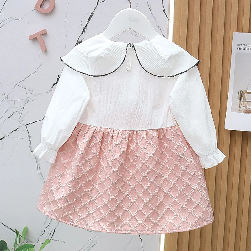 Autumn Kid Girl Dress Doll Collar Cute Elegant Princess Costume Party Outfit Baby Girl Clothes Children Long Sleeve Dress A1150