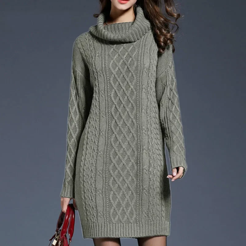 Women Loose Long Sleeve Sweater Dress 2021 New Autumn Pullover Oversize Solid Jumper T Shirt Tops Dress Robe Pull Winter Clothes