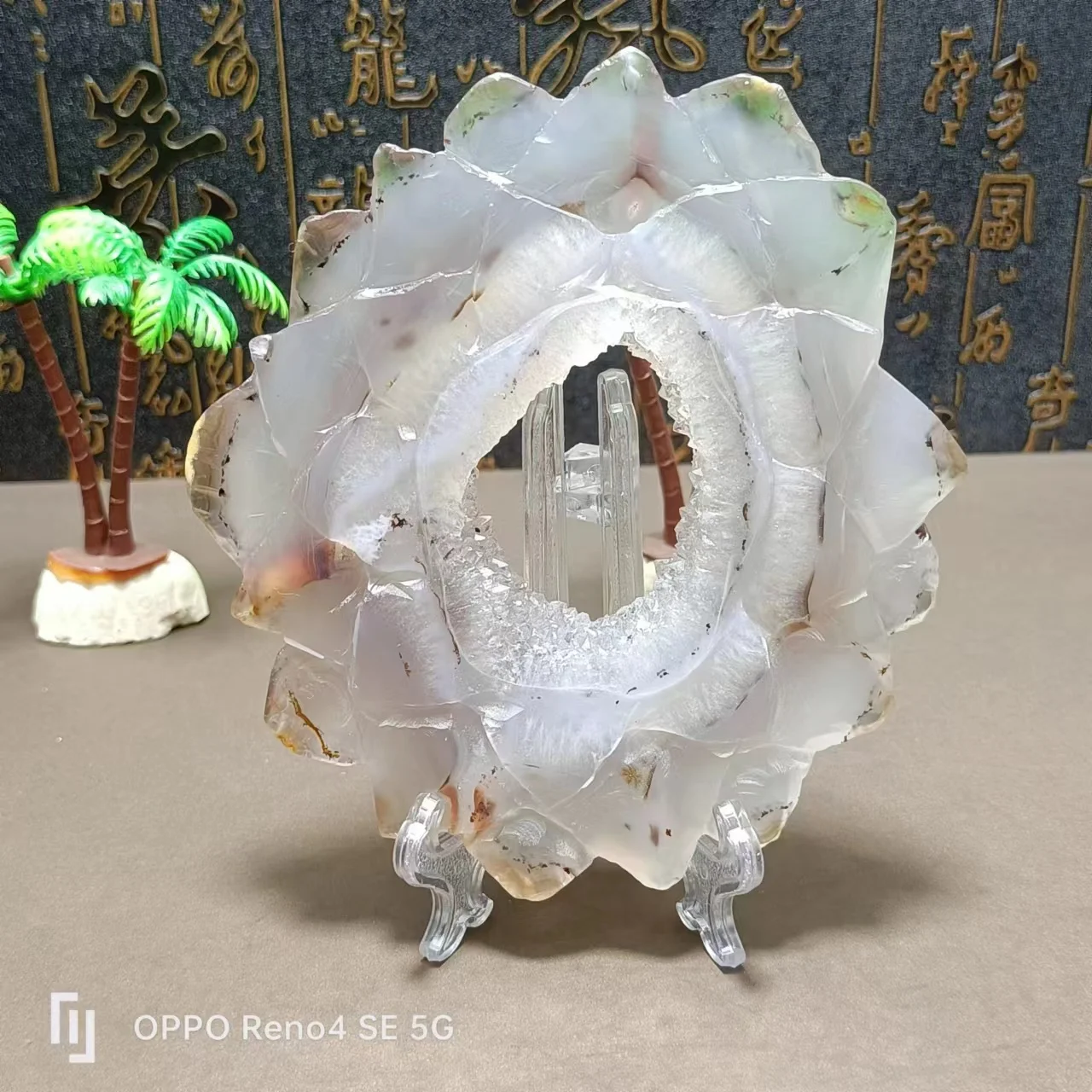 Natural Quartz Crystal, Agate Chip, Lotus Speculum, Ball Foundation, Home Decoration, Exquisite Gifts, Free Bracket