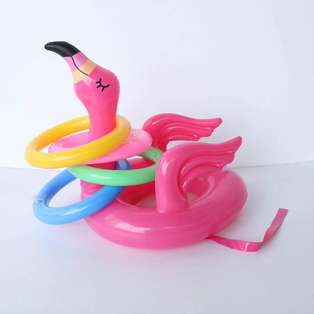 5 ชิ้นของหนึ่งชุด PVC โยนของเล่น Inflatable Flamingo แหวนน่ารักน้ําของเล่น Interactive โยนแหวนตลก Toss เกมของเล่นสําหรับ B