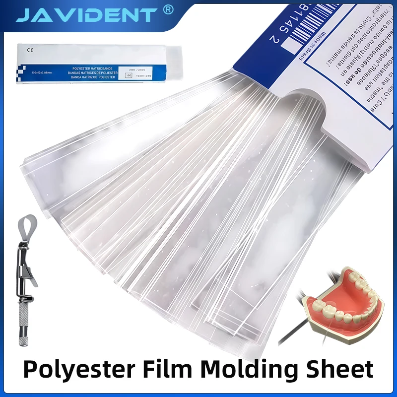JAVIDENT 100pcs/box Dental Transparent Matrix Bands Polyester Contour Matrix Strip Molding Sheets Transparent Plastic Mold Film