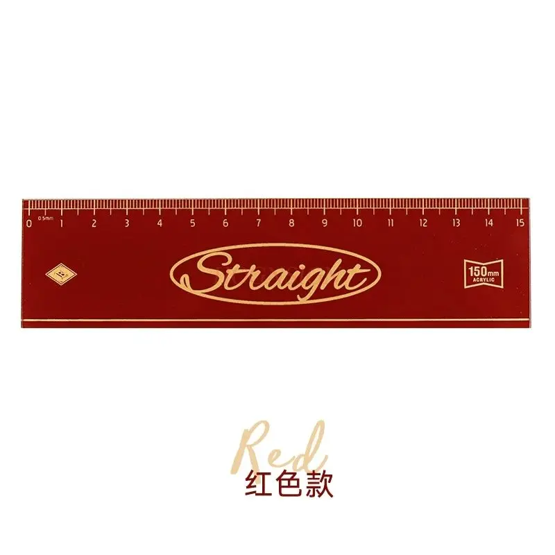 

1pcs Retro straight ruler, minimalist design, student learning, measurement, creative stationery, acrylic hand account tool