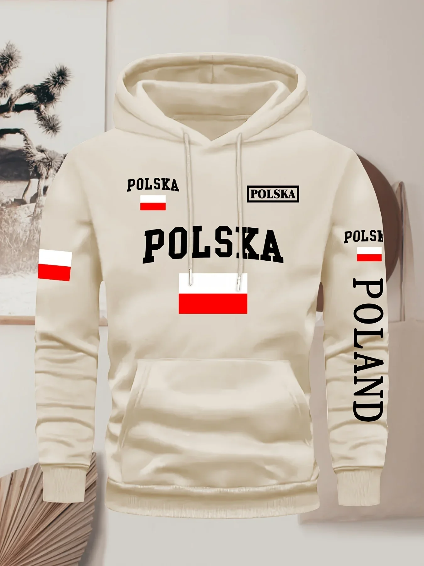 Men's Hoodies Poland Flag Graphic Printed Sweatshirt POLSKA Letter Print Polish Pride Streetwear Sports Casual Hooded Tops