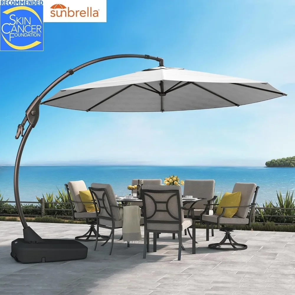 

12 FT Cantilever Umbrella with Base, Outdoor Round Aluminum Offset Umbrellas Shade, Outdoor Umbrella