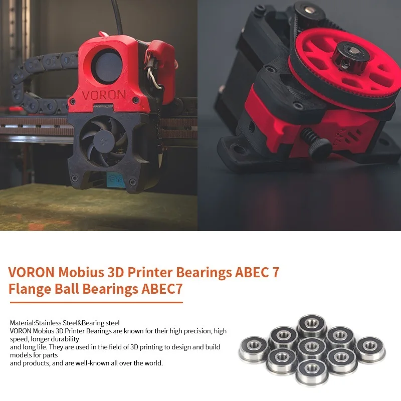 12Pcs VORON 3D Print Bearing F623 RS Flange Bearing  3x10x4mm  ABEC-7