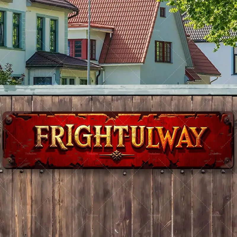 

1 шт. металлический знак, 4x16 дюймов, винтажный знак «Frightfulway»: деревенский тематический декор ужасов на Хэллоуин»