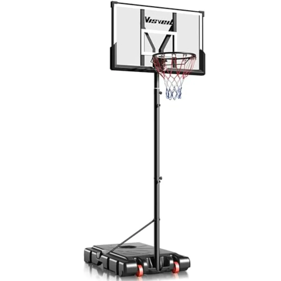 

Outdoor portable basketball hoop system with adjustable height 5.710 ft,45in polycarbonate backboard, black frame, weather-resi