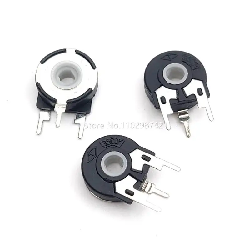 5 Pieces Potentiometer PT15 1K 2K 5K 10K 20K 50K 100K 500K Elliptical Hole Vertical Adjustable Resistor Diameter 15MM