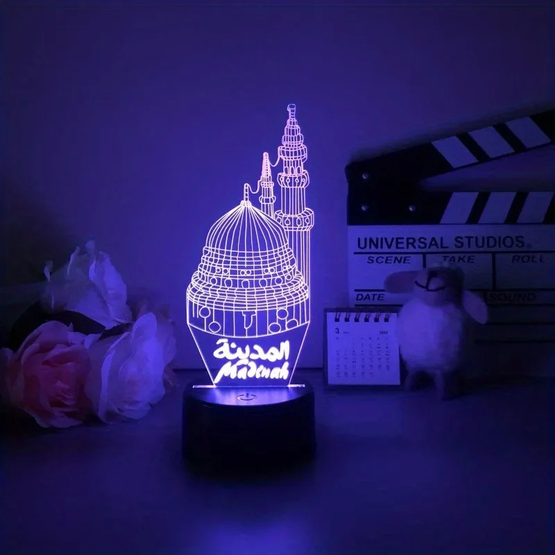 3D Cathedral Night Light Atmosphere Lamp with Touch Control 7 Color Projector Bedroom Light Table Lamp for Family Friends Gift