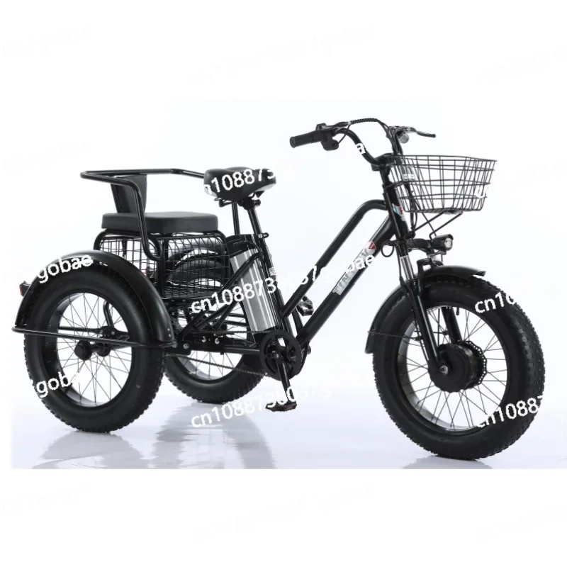 20 Inch Fat Tire Pedal Assisted Electric Tricycle for Adults 48V 500W 12AH Powerful Man Electric Bike Removable Lithium Battery