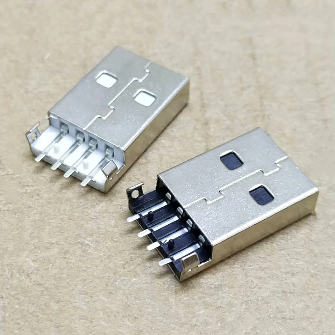 10Pcs/lot USB 2.0 Jack Plug Connector 4pin A male Sink 2.5 SMT Cable Soldering SMD PCB Connectors White / Black