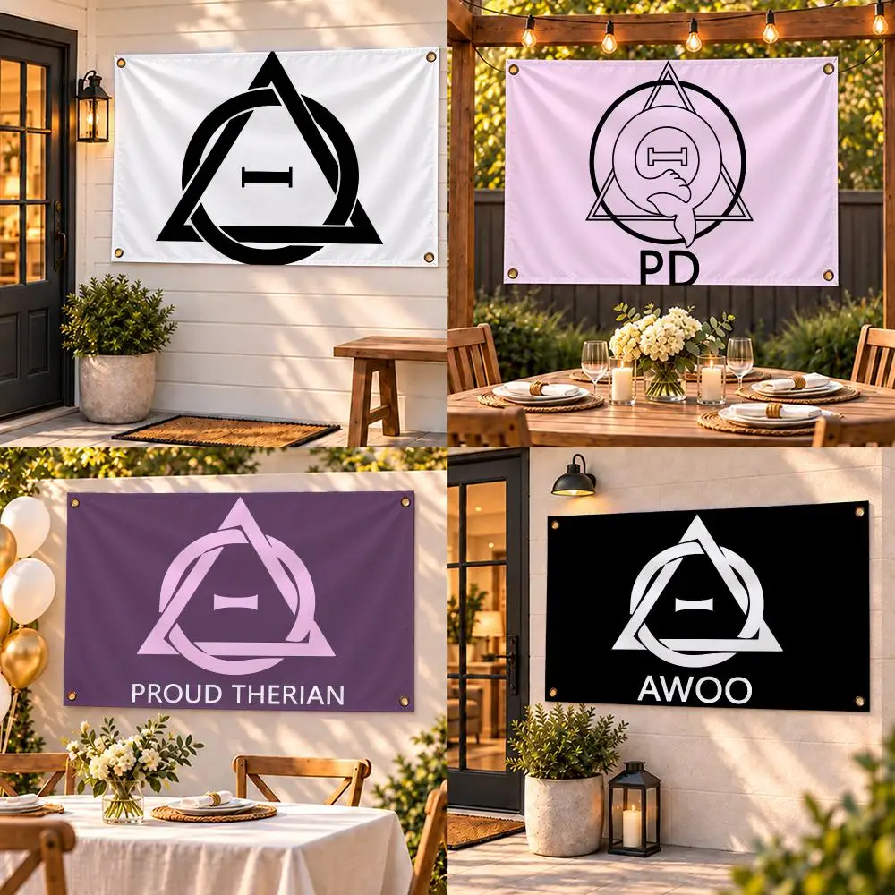 Pd Ytb Theta Delta Therian Symbol Flags Custom Wall Hanging Background Art Banner For Bedroom Home Living Room Outdoor Decor