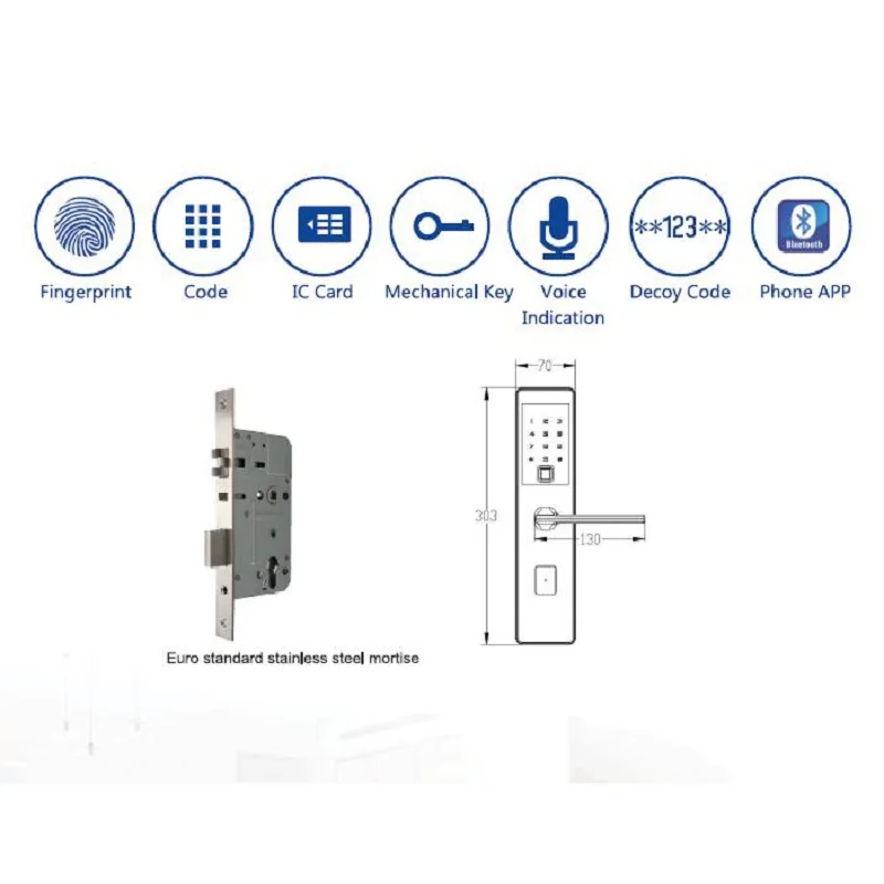 Imagem -04 - Lachco Bluetooth Biométrico Eletrônico Fechadura da Porta App Impressão Digital Inteligente Código Tela de Toque Chave Fechadura da Porta Digital A22025mb