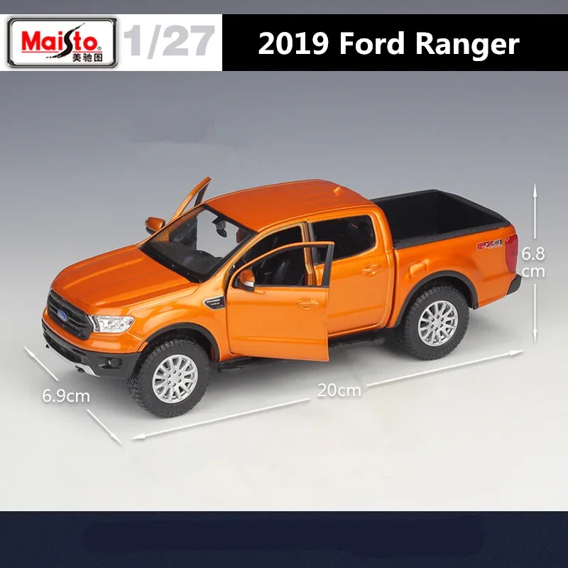 1:24 2019 Ford Ranger Alloy Pickup Car Model Diecasts Metal Off-road Vehicles Model High Simulation Collection Gifts