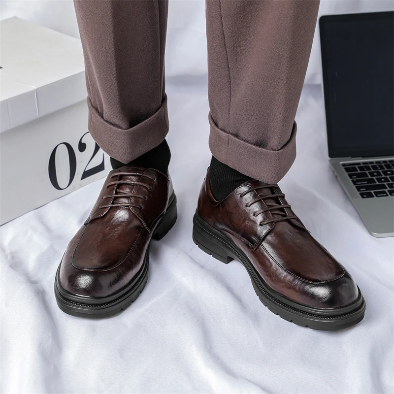 Summer New Men Business Breathable Height Increasing Leisure Commuting High-end Feeling Office  Wedding Fashionable Shoes