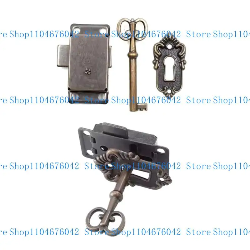 5ASD 2PCS قفل خزانة الأنيقة الأنيقة مع مفتاح سبيكة زنك صغيرة ملحق محمول للمكاتب والخزانات القديمة