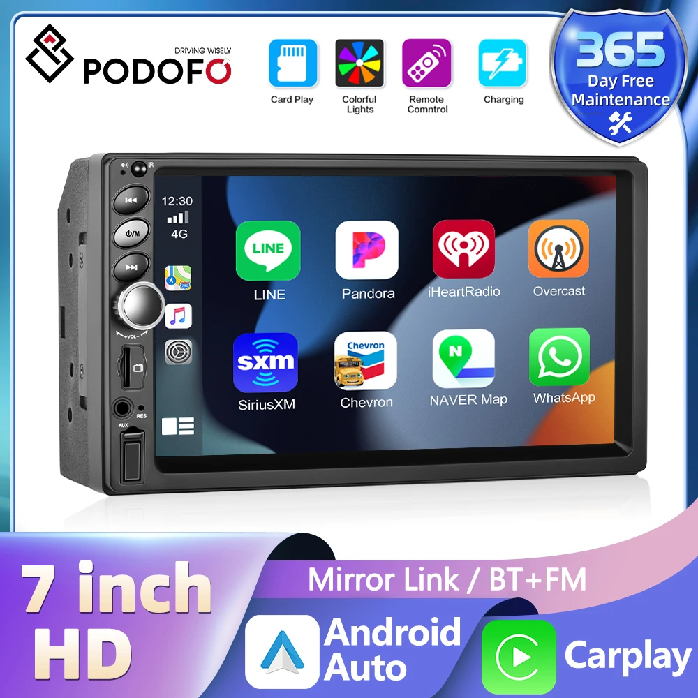 

Podofo 2Din Car MP5 Stereo Radio 7'' Touch Screen Support carplay Universal Car Multimedia Player with Bluetooth FM Radio