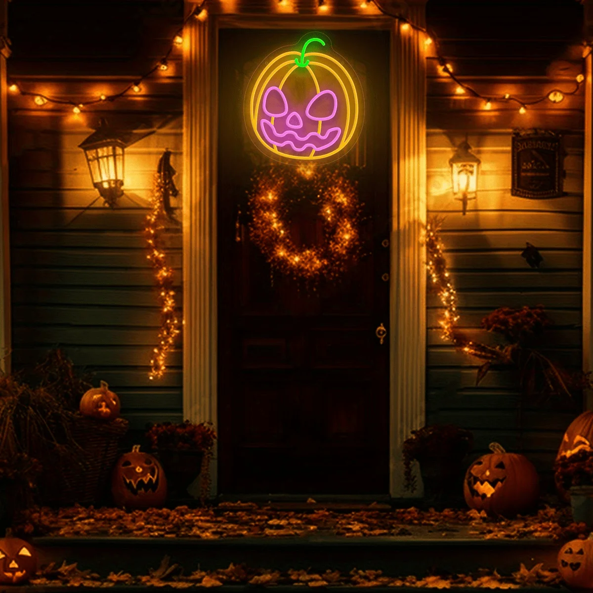 Jack O Lantern Wall Light Dimmable Neon Light Halloween Bedroom Decor LED Neon Sign Outdoor Party Porch Bar Apartment Wall Decor