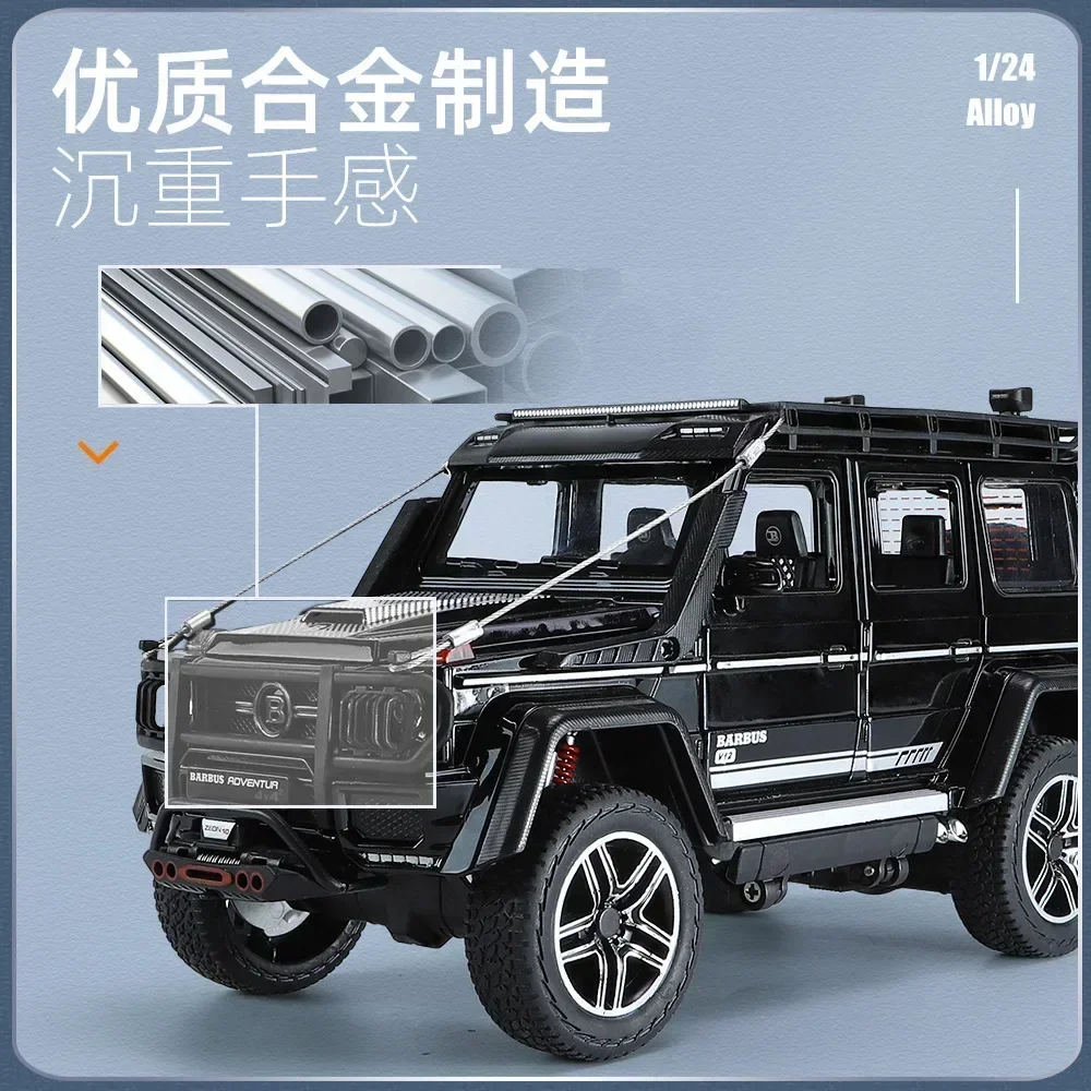 1:24 Mercedes-Benz BRABUS G550 Adventure 4X4 Diecast Metal Alloy Model car Sound Light Pull Back Collection Kids Toy Gifts A610