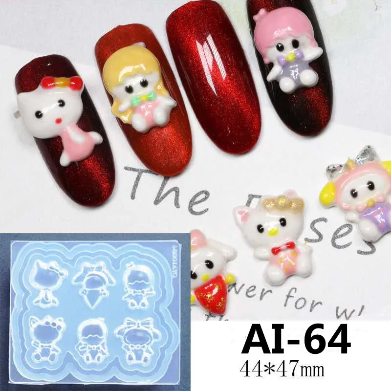 AI 01-85 molde de silicona para uñas, forma de apariencia Irregular, tallado 3d, herramientas de decoración de manicura DIY