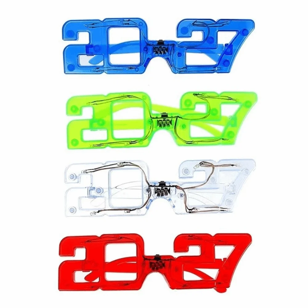 Funny New Year Glow Glasses Number Cool Light Up Glasses Lightweight Plastic Luminous Eyewear New Year Decorations