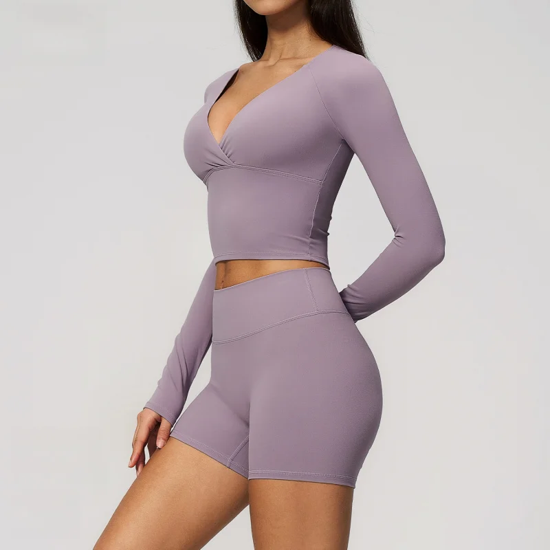 Brushed Fitness Suit With Shockproof Long Sleeve Athletic Wear Yoga Clothing Quick-Dry Gym Outfits Sports Yoga Sexy Outfits