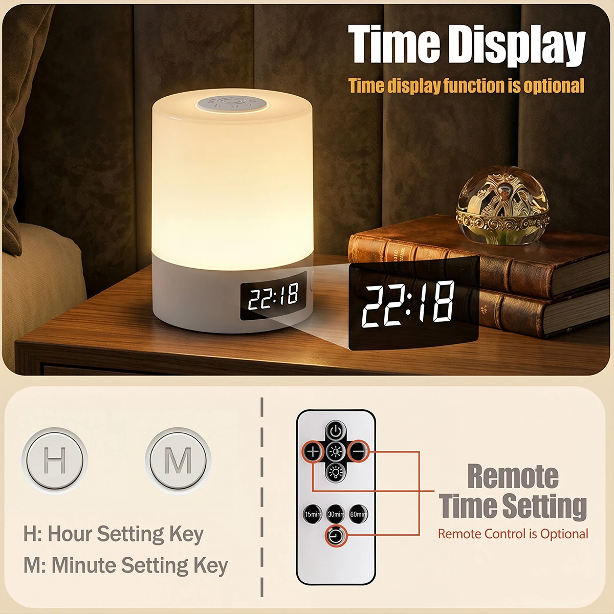 Dimmable Touch Night Light Rechargeable Table Lamp with Remote Control 3 Color Bedroom Bedside Decoration Touch LED Reading Lamp