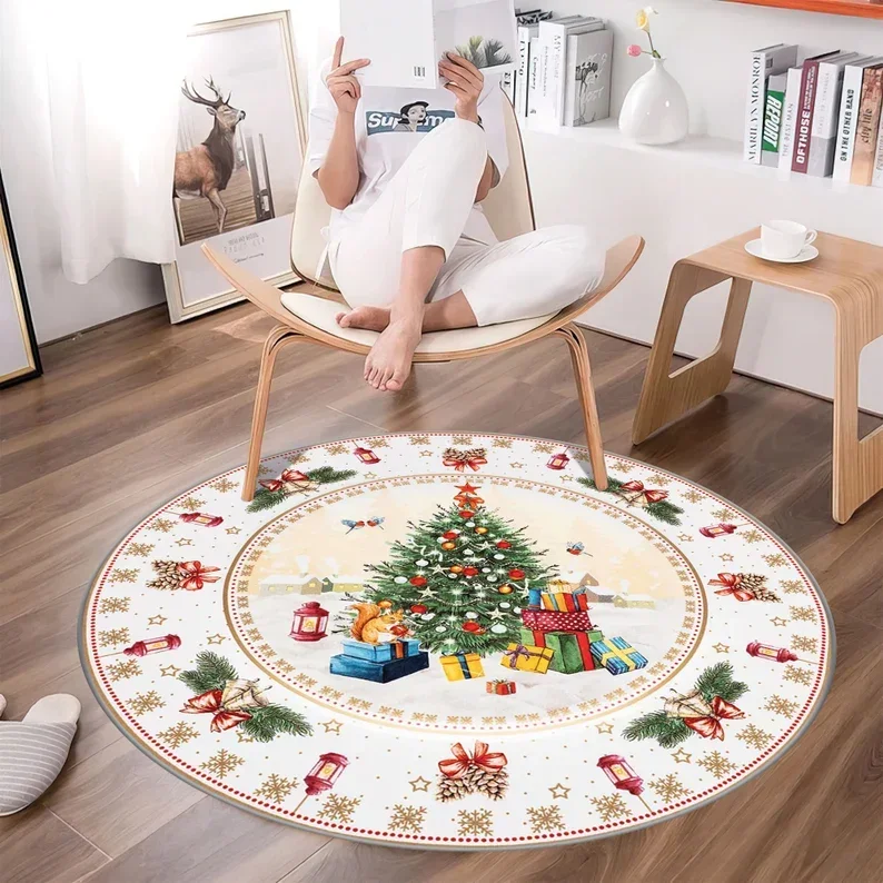 Round Jelly Roll Holiday Rug – Perfect for Christmas Gift and Home Decor
