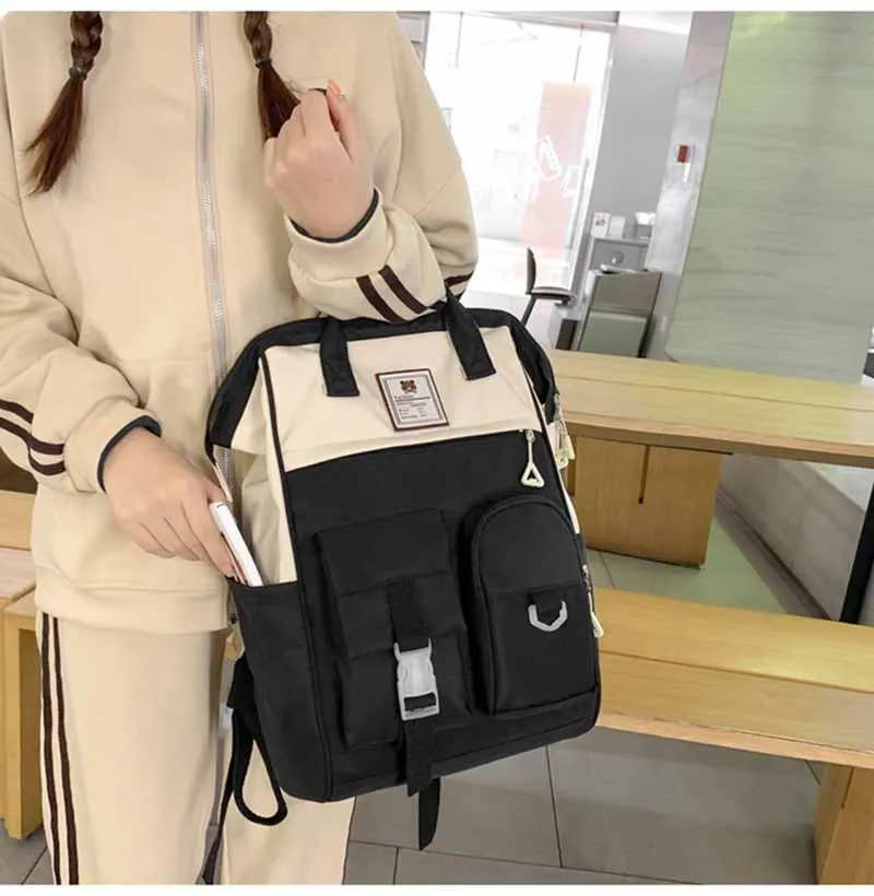 Mulheres náilon mochila doce cor à prova dwaterproof água sacos de escola para adolescentes meninas meninos mochila feminina casual estilo simples