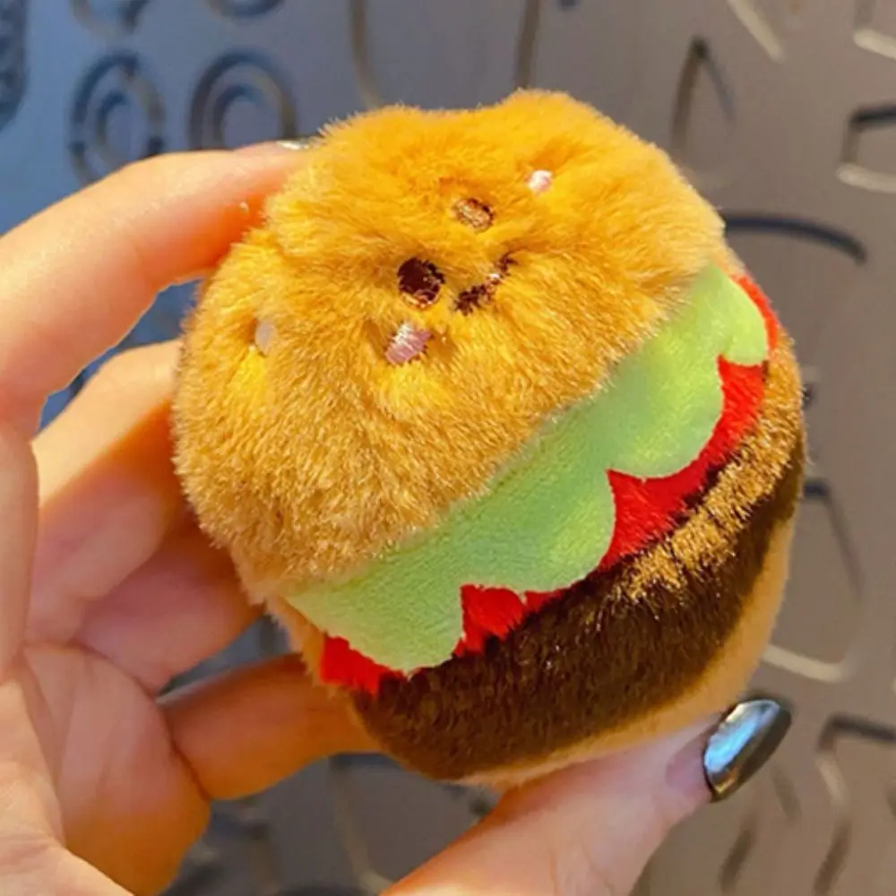 3pcs/set Creative Fried Chicken Plush Food Keychain Vegetable Furry Burger Keychain Ornament Ice Cream Keychain Pendant Friends