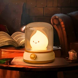 Luz nocturna con vela, bonita lámpara de queroseno, luz decorativa LED de escritorio, luz nocturna recargable por USB, regalo creativo para dormitorio para niños