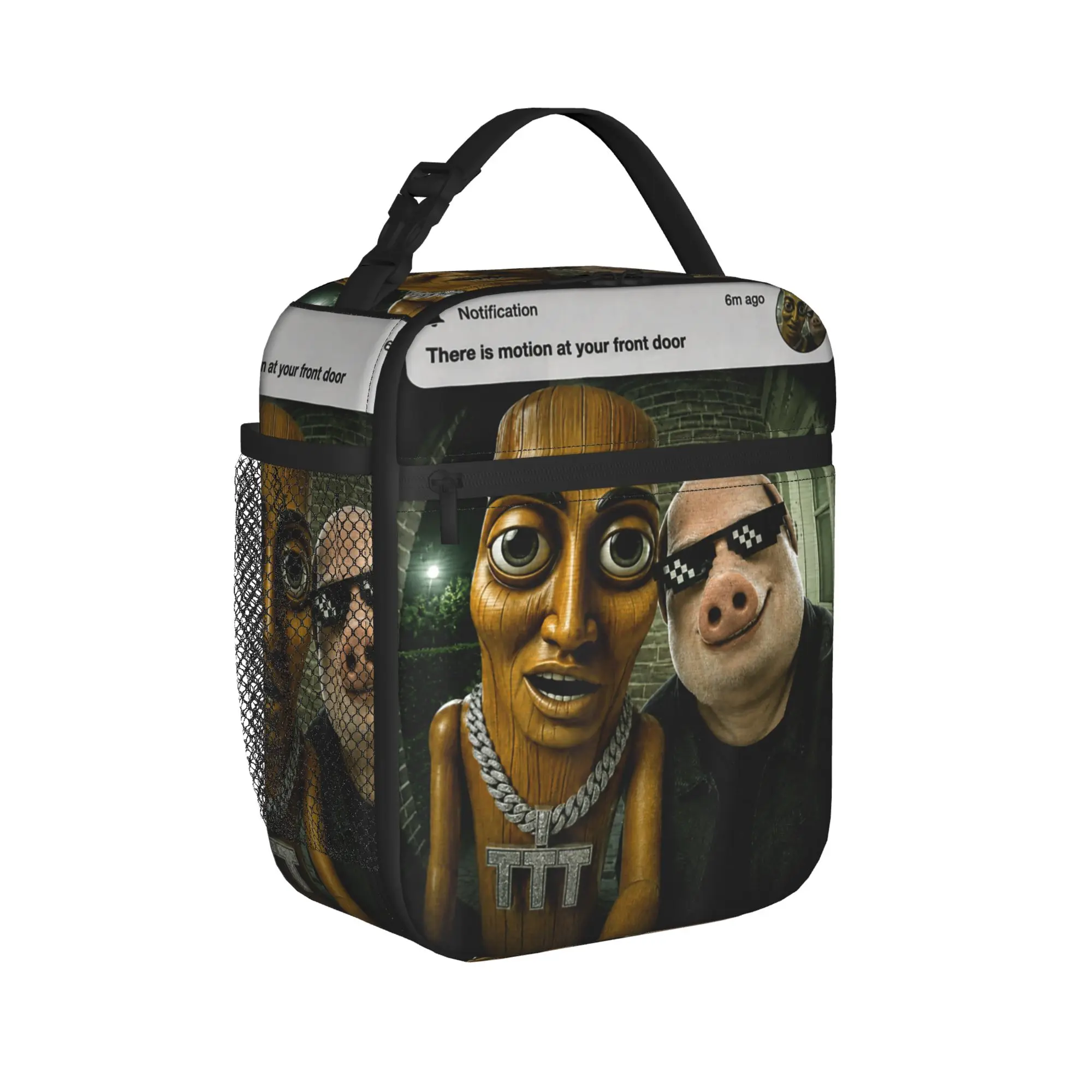 John Pork Triple T There is Motion Lunch Bag  Casual Lunch Box School Convenient Thermal Tote Handbags Child Oxford Cooler Bag