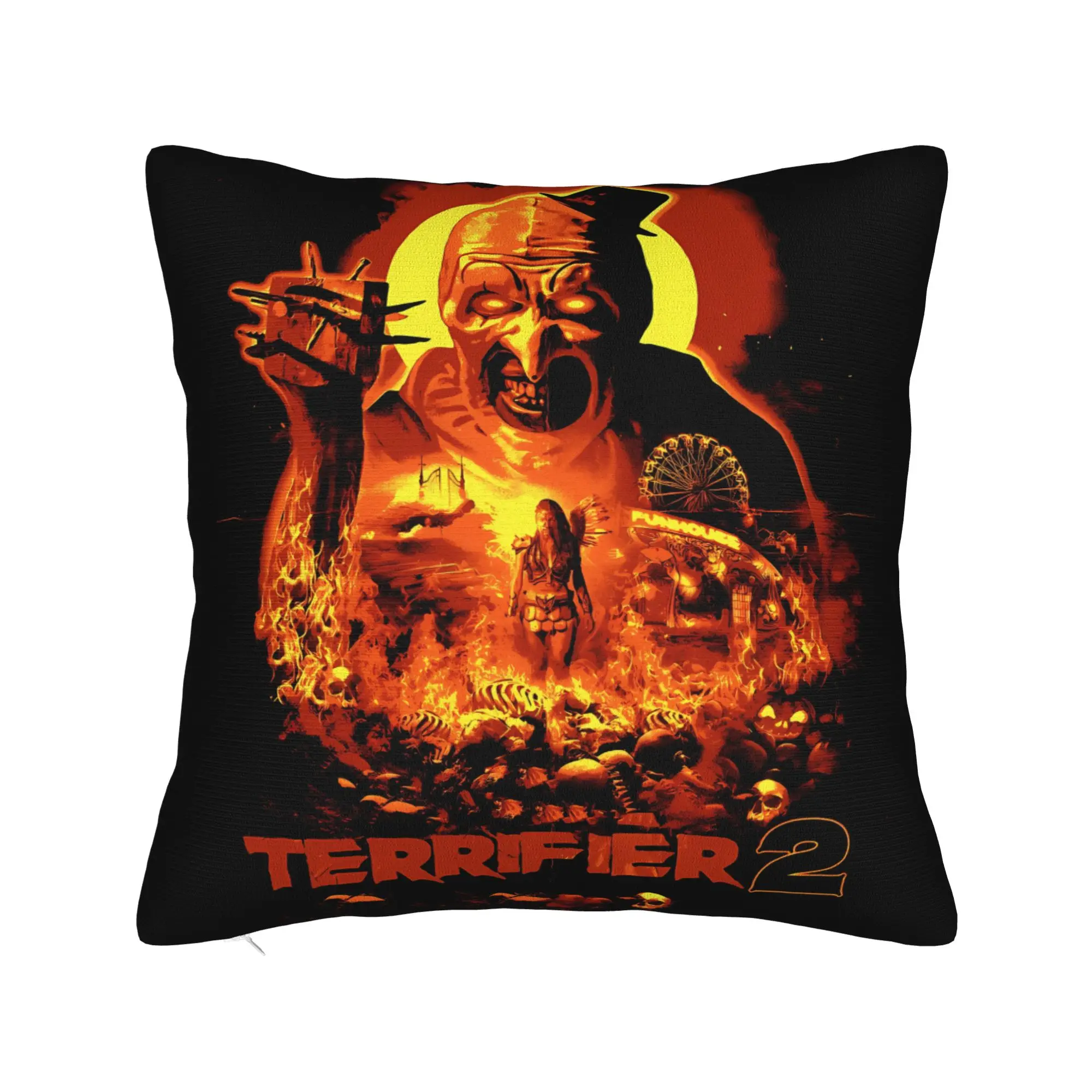 Terrifier Movie Pillow Case  Retro Trendy Pillow Cover Graphic Pillowcases For Sofa Home Decoration