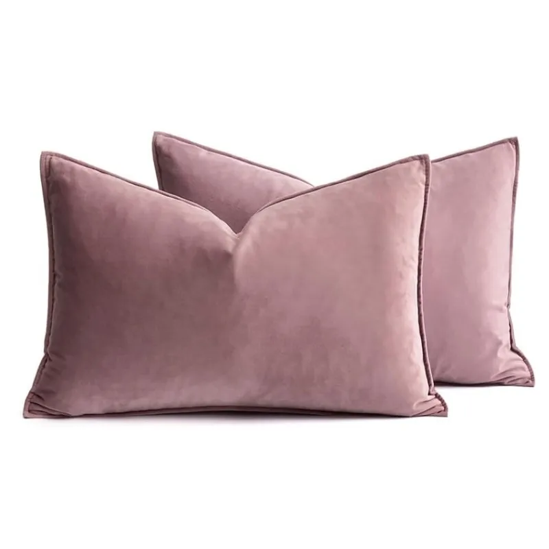 2pcs Soft Mauve Luxury Velvet Pillow Covers Valentine's Day 50x50/45x45/30x50cm Romantic Cushion Cases for Living Room Couch Bed