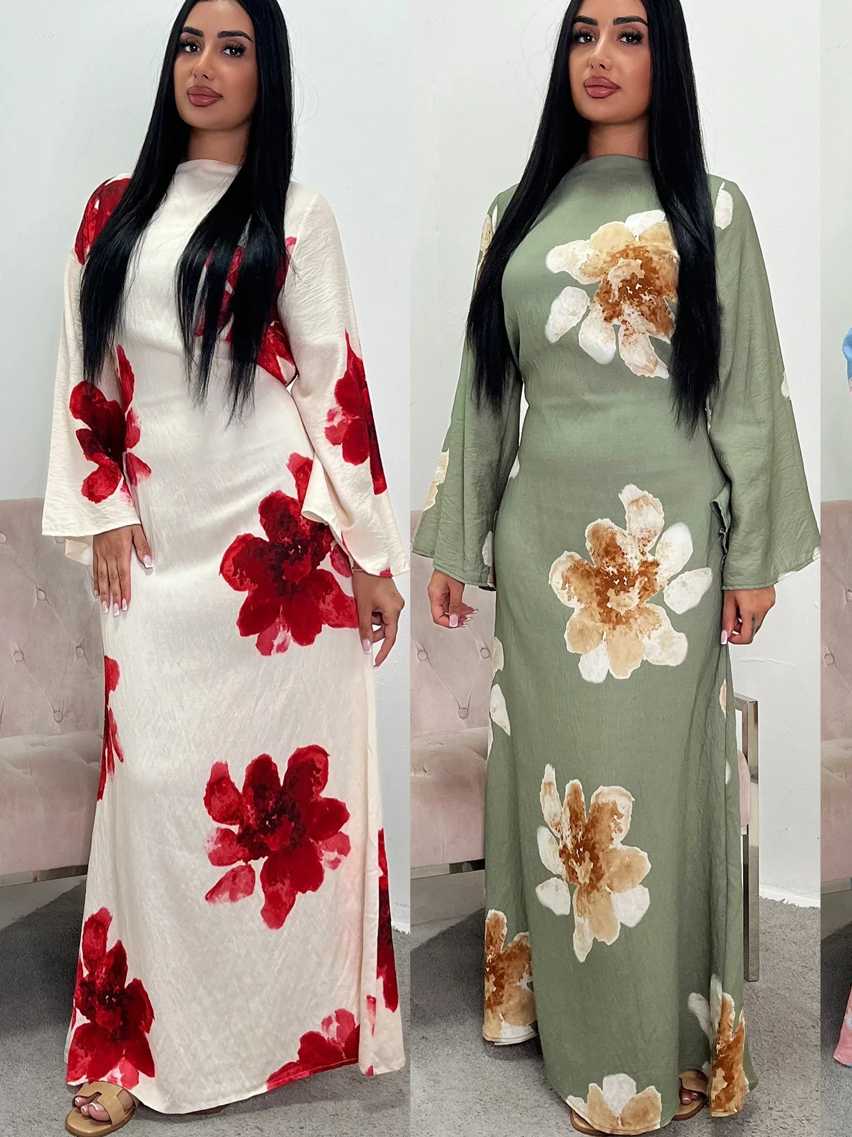 

Eid Women Dress Muslim Abaya Dubai Flower Print Vestidos Largos Party Caftan Jalabiya Ramadan Dresses Kaftan Arab Long Robe 2025