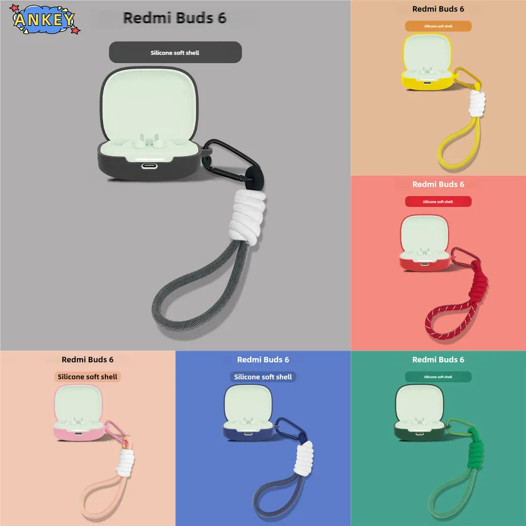 Case for Redmi Buds 6 Soft Protective Cover buds6 Nylon Lanyard Headphone Shells Anti Dust Sleeve Hand Rope Strap Accessories