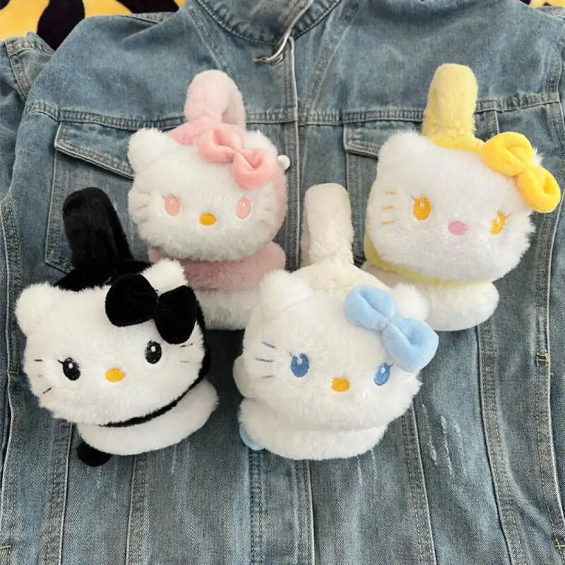 Sanrio hello kitty pelúcia earflap kawaii kitty gato boneca quente earmuff bonito dos desenhos animados engrossado orelhas quentes earmuffs presentes de natal