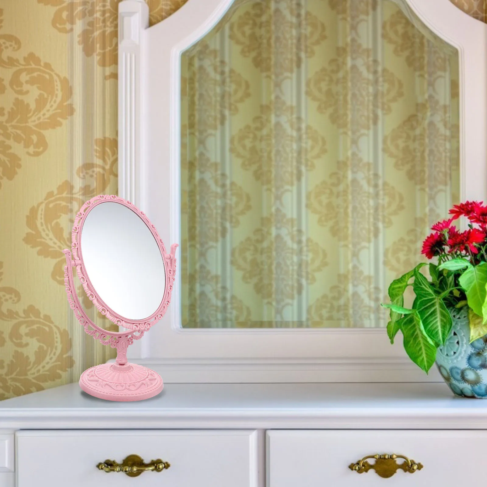 2 szt. Damskie lusterko do makijażu, szerokie zastosowanie, do codziennego użytku, wykwintne wykonanie, odporne na zarysowania, przenośne lusterko biurkowe.