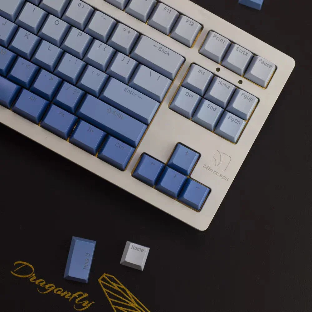 Sky Blue Top Print Shine Through PBT Keycaps 134 Keys OEM Profile Double Shot Keycap for Gateron MX Switches Keyboard