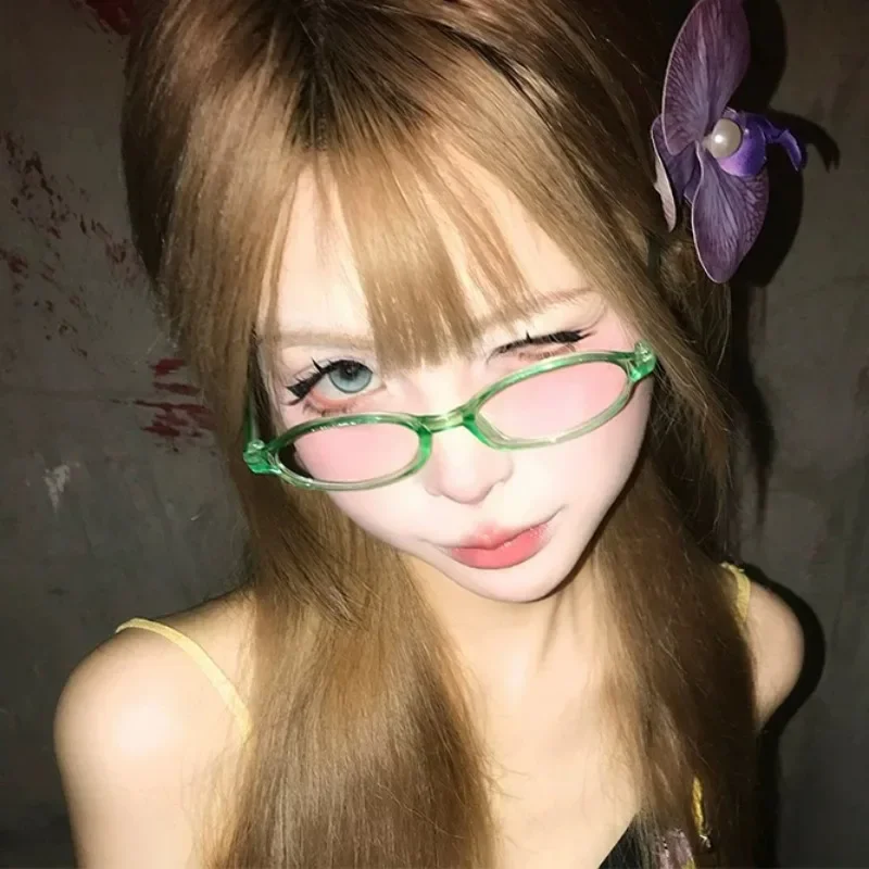 

Retro Oval Frame Glasses Women Men Y2K Green Small Frame Eyeglasses Daily Versatile Anti Blue Light Glasses Fashion Accessories