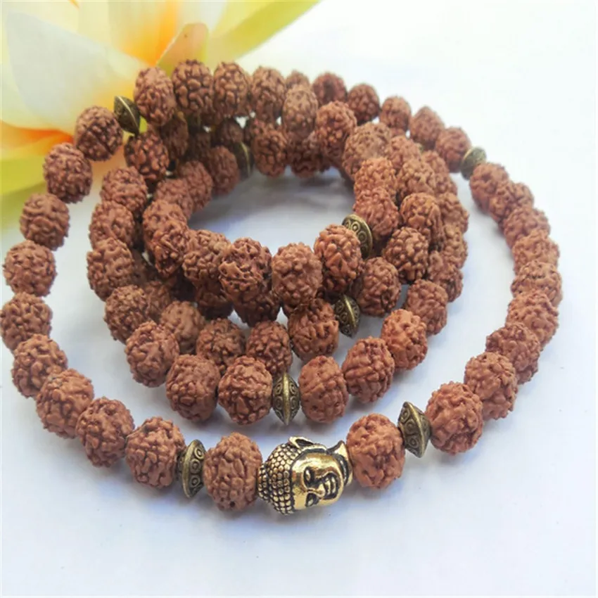 

8mm Rudraksha Bracelet Wrap Eco-Friendly Chain Party Cuff Semi-Precious Stones Karma Prayer