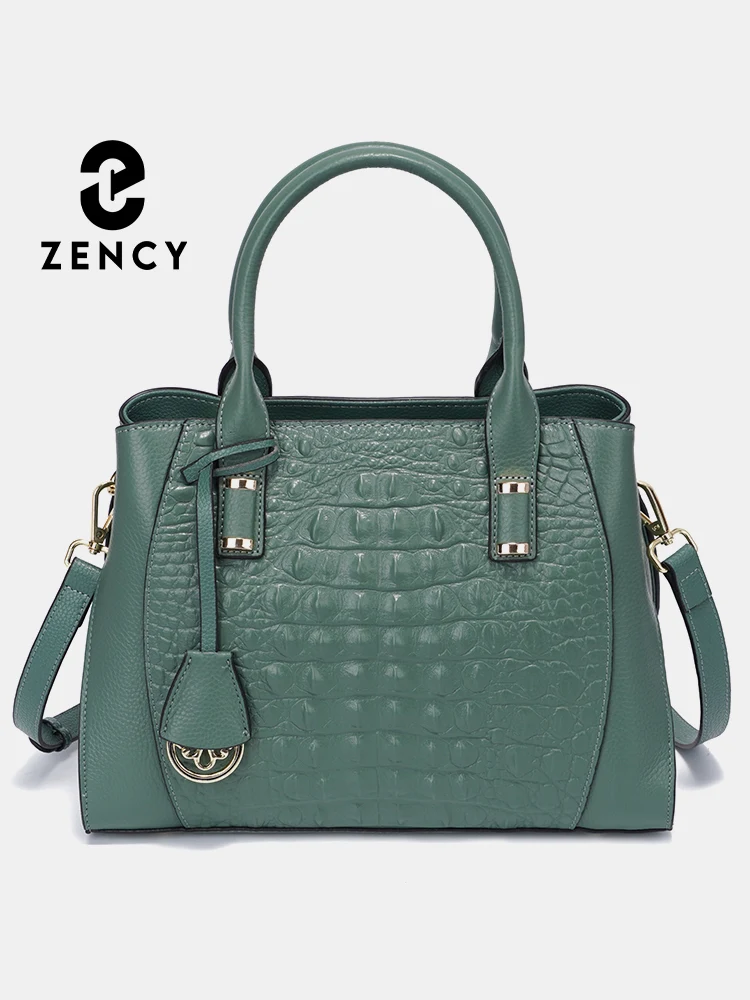 Zency Fashion Damskie Torebki ze Skóry Aligatora, Skórzana Torba z Uchwytem, Luksusowa Markowa Torba na Ramię, Torba typu Tote, Zielona, Niebieska
