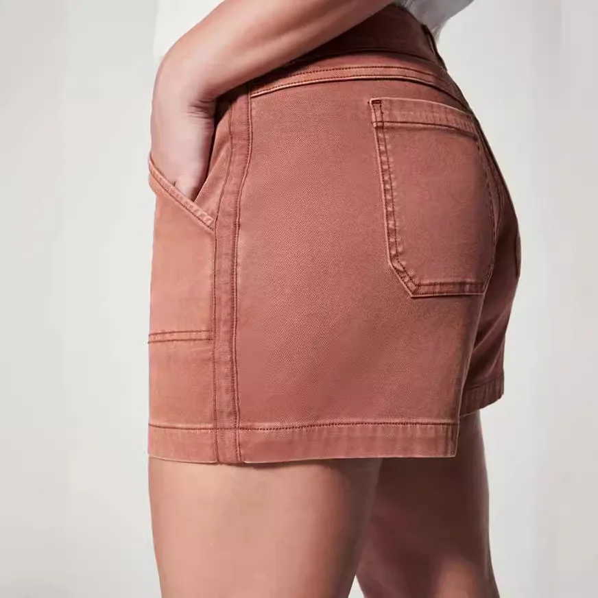 Women Cotton Linen Thin A-shaped Loose Wide-leg Shorts Pants High Waist Pockets