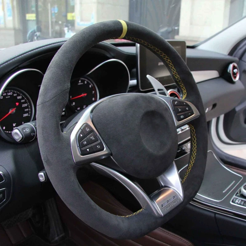 Customized Car Steering Wheel Cover Hand Sewing For Mercedes-AMG C63 / C63 S Edition1 W205 / C205 2015-2021 Models