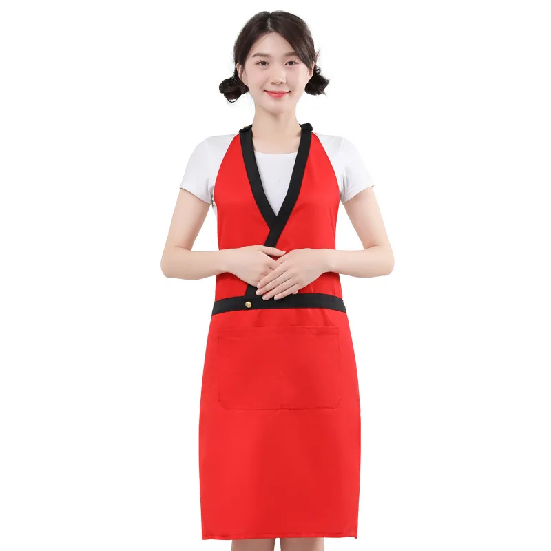 Factory Sale Fashion Kitchen Apron Beauty Salon Coffee Shop Attendant Work Accessories Custom Logo Color Wholesale Cotton Apron