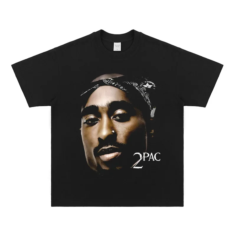 Hip-hop Short-sleeve Streetwear Portrait Retro High-street Loose Heavyweight Pure Cotton Digital Direct Print T-shirt  Unisex