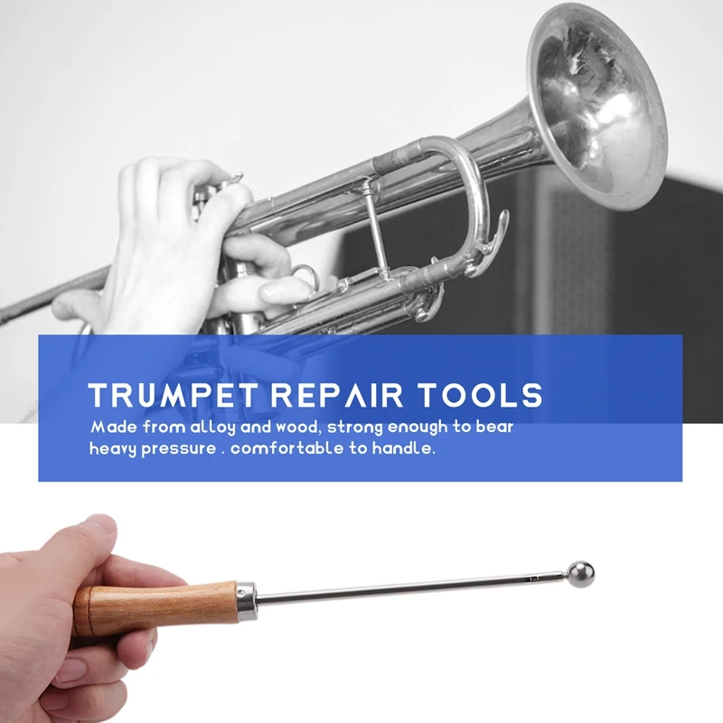 A99I-Trumpet Elbow Repair Horn Maintenance Wrench With Solid Wood Handle Trumpet Mouth Tools For Trumpet French Horn